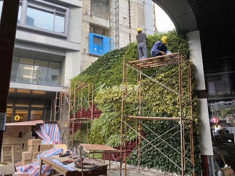 植物墙塑木岩棉共享通道